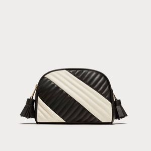 ZARA Black and White Two-Tone Quilted Crossbody